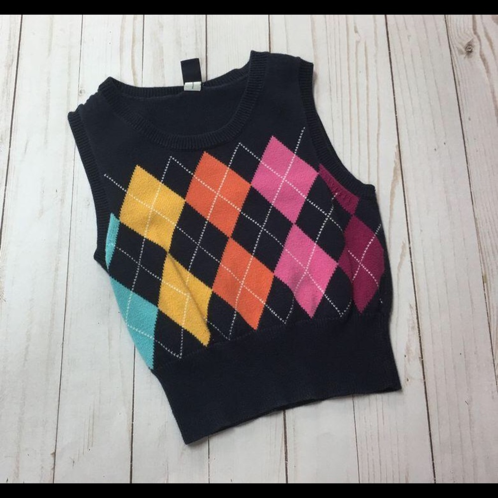 Gap navy colorful argyle sweater vest sz 3 EUC